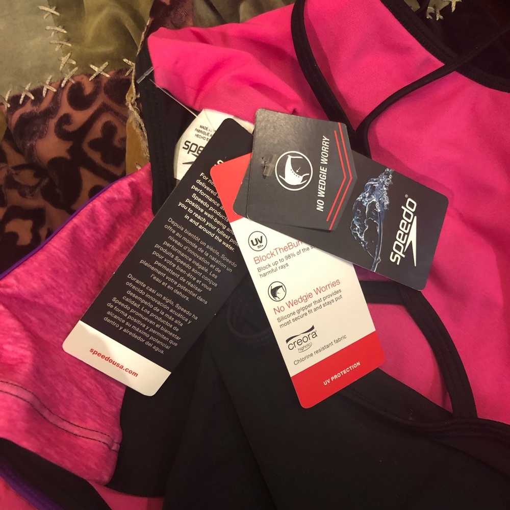 SPEEDO Girls Heather Splice Tankini Two Piece - Picture 7 of 8